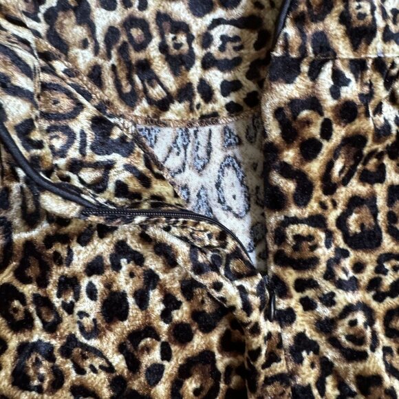 Vtg Anthony‎ Richards Animal Print Velour Zip Front Robe Housecoat Nightgown - Picture 8 of 10